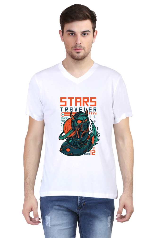 Male Vneck Half Sleeve - Stars Traveller