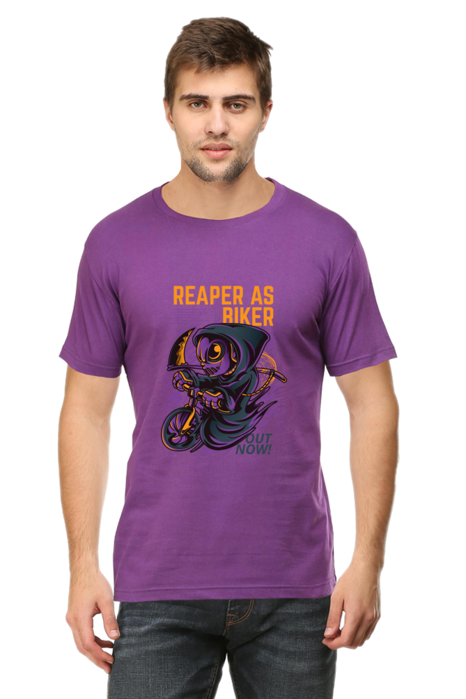 Male Round Neck Half Sleeve - Reaper as Biker