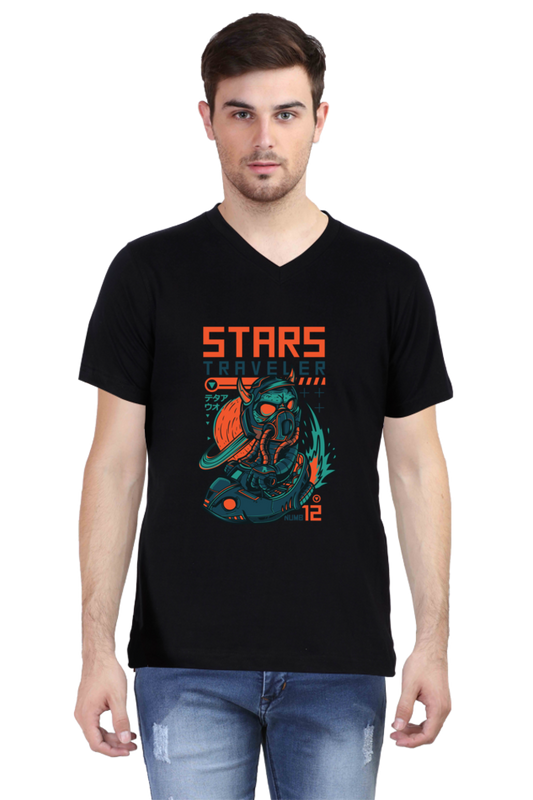 Male Vneck Half Sleeve - Stars Traveller