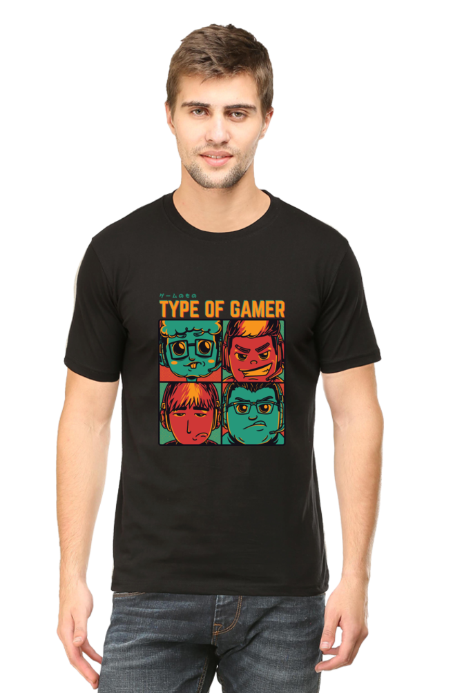 Male Round Neck Half Sleeve - Type Of Gamers