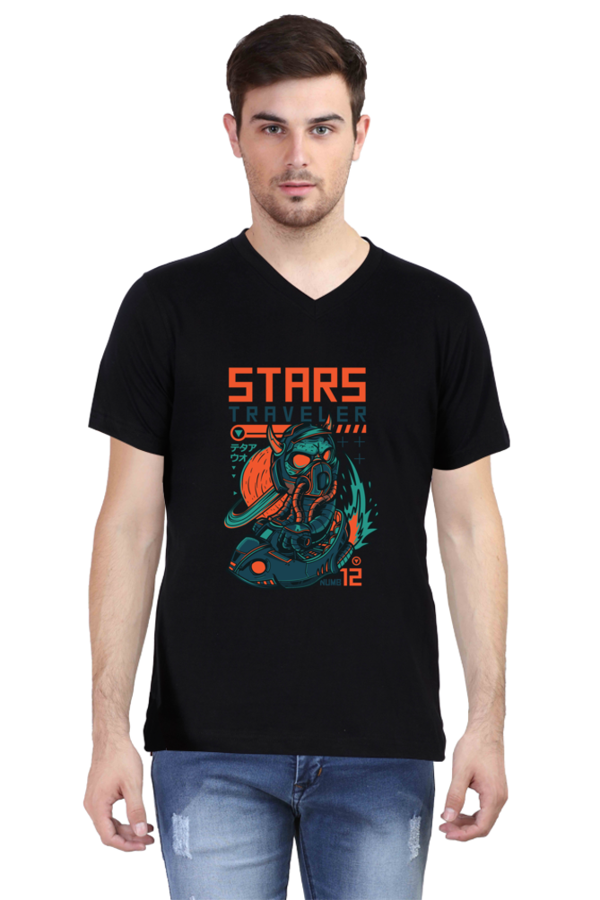 Male Vneck Half Sleeve - Stars Traveller