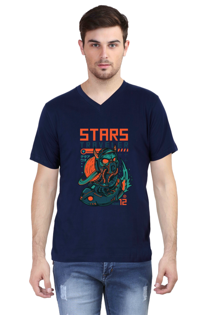 Male Vneck Half Sleeve - Stars Traveller