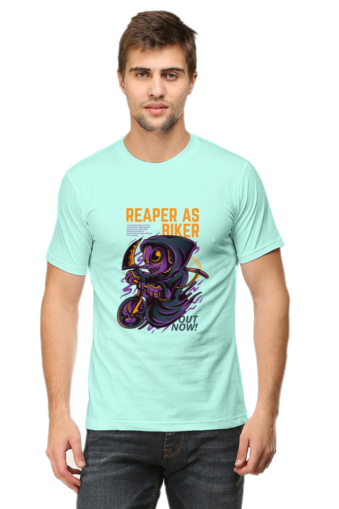 Male Round Neck Half Sleeve - Reaper as Biker