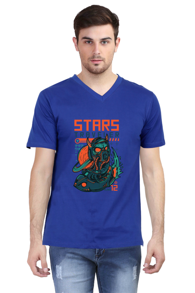 Male Vneck Half Sleeve - Stars Traveller